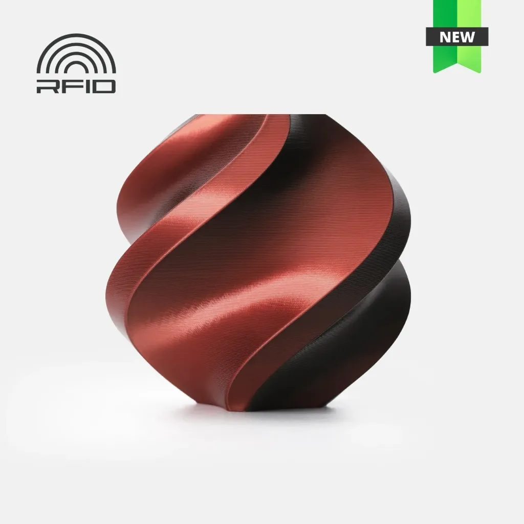 [A05-T5-1.75-1000-SPL] Bambu Lab - Filamento PLA Silk Eclipse de Terciopelo (Negro-Rojo)